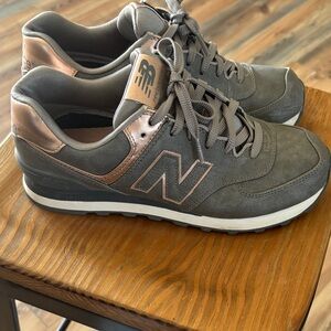 New Balance Charcoal and rose gold sneakers